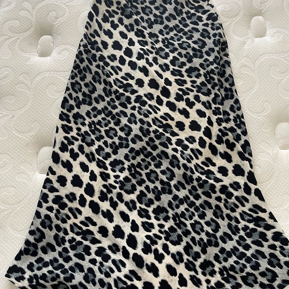 Zara Blue Leopard Midi Skirt